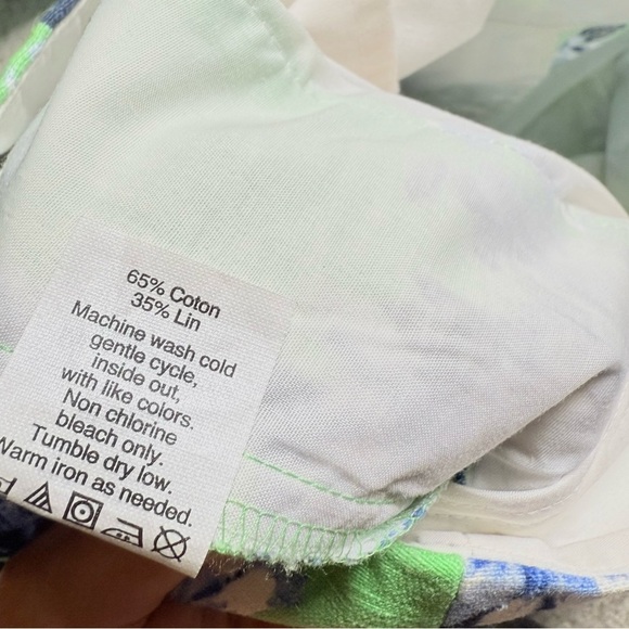 J.Crew Linen Cotton Blend Floral Shorts Green Blue Size 00 - Picture 4 of 4